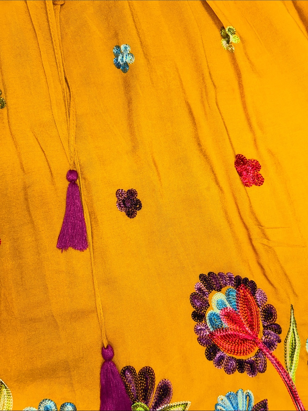 Uncle Frank boutique Mustard Yellow Embroidered serape Dress - Picture 4 of 7